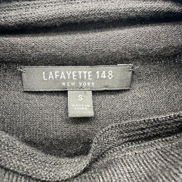 Lafayette 148 New York Cashmere Silk Sweater Top Womens S Black Knit Preppy City - Picture 4 of 10